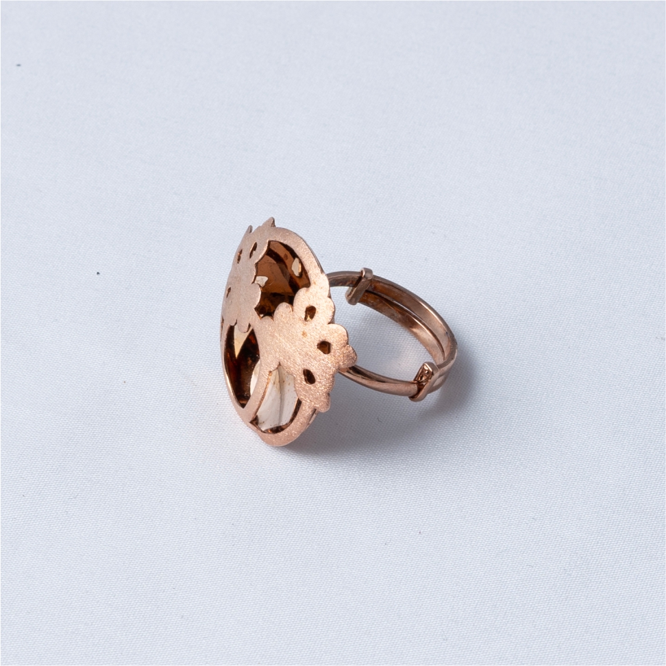 Rose Gold Floral Cutwork 925 Silver Ring - Image 3