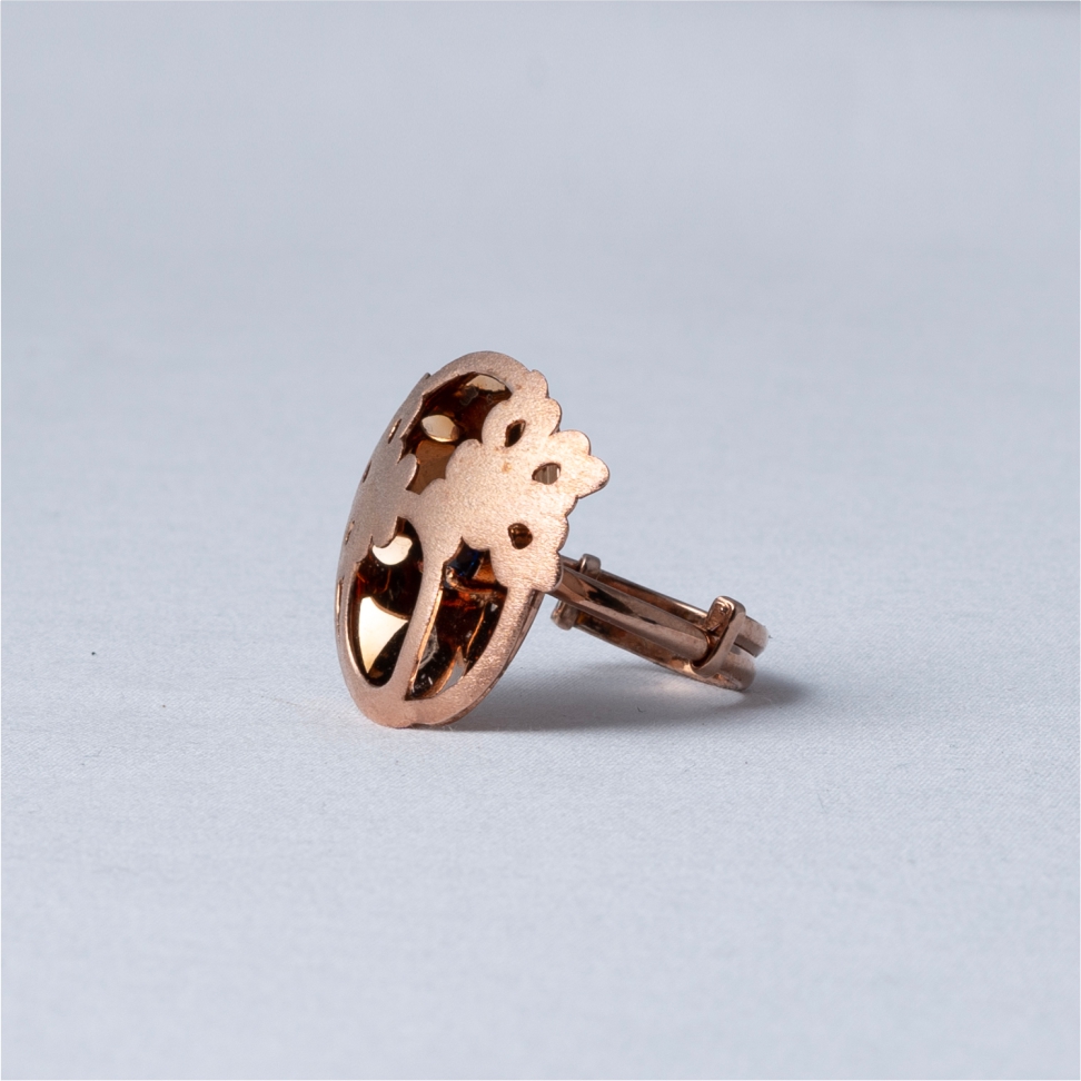Rose Gold Floral Cutwork 925 Silver Ring - Image 4