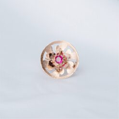 Rose Gold Floral Ruby 925 Silver Ring