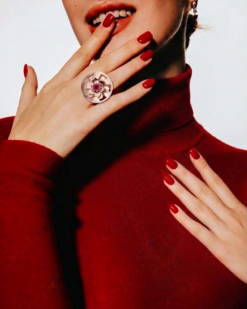 Alternative view of Rose Gold Floral Ruby 925 Silver Ring