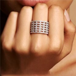 Alternative view of 925 Silver Multi Layer CZ Designer Ring