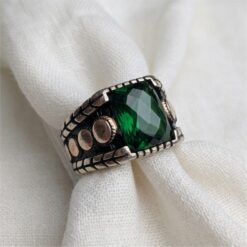 Alternative view of Royal Green Stone 925 Silver Gents Ring
