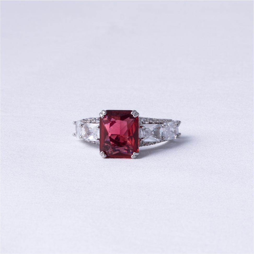 Ruby Red Stone 925 Silver Designer Ring