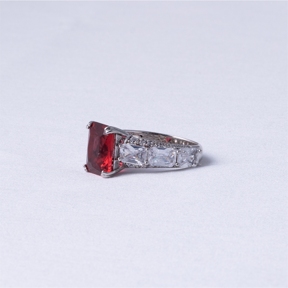 Ruby Red Stone 925 Silver Designer Ring - Image 4