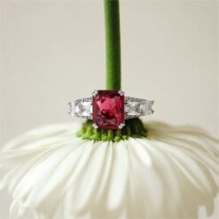 Alternative view of Ruby Red Stone 925 Silver Designer Ring