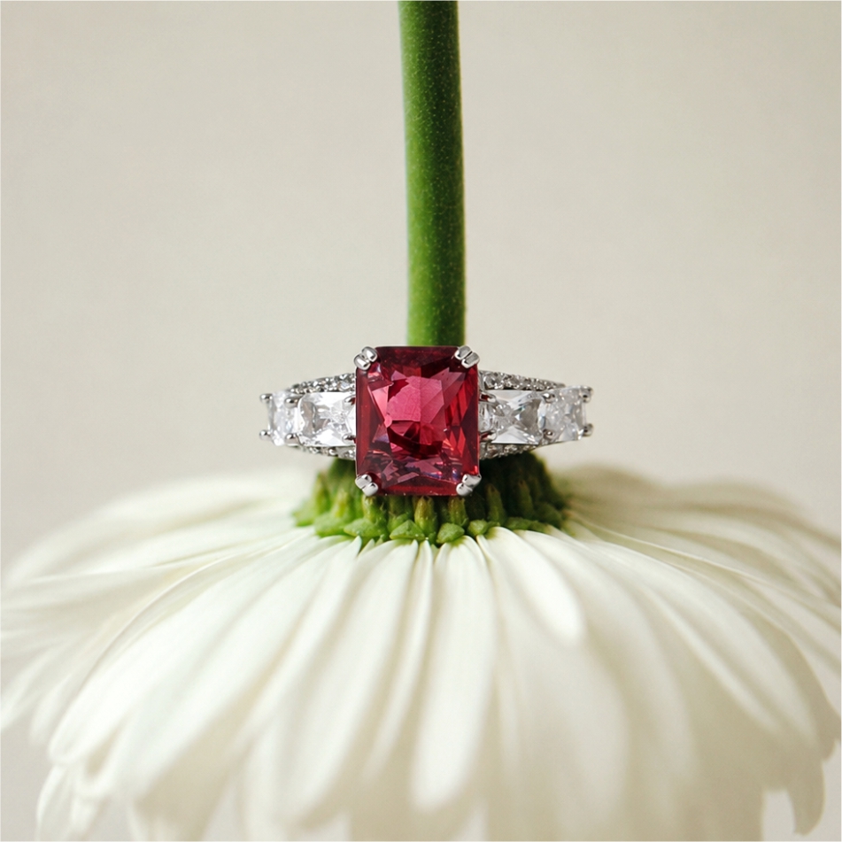 Ruby Red Stone 925 Silver Designer Ring - Image 2