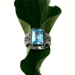 Alternative view of Sea Blue Stone Vintage 925 Silver Ring