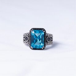 Sea Blue Stone Vintage 925 Silver Ring