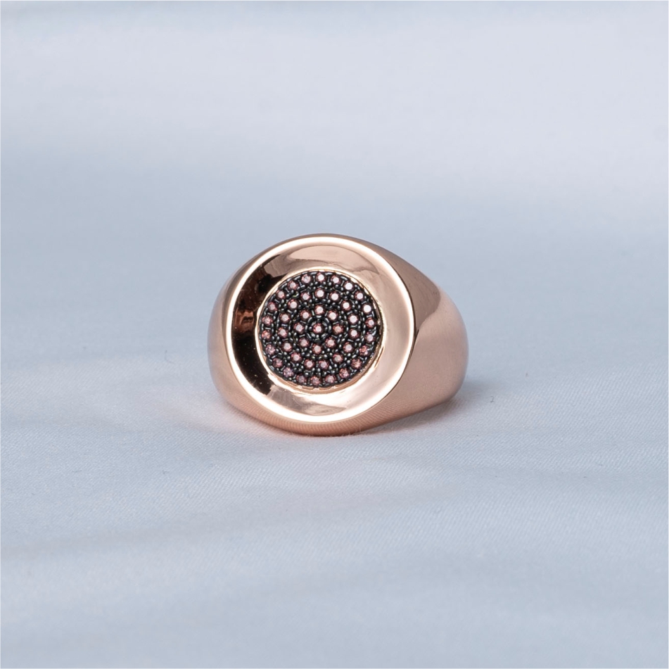 Rose Gold Signature Disc 925 Silver Ring