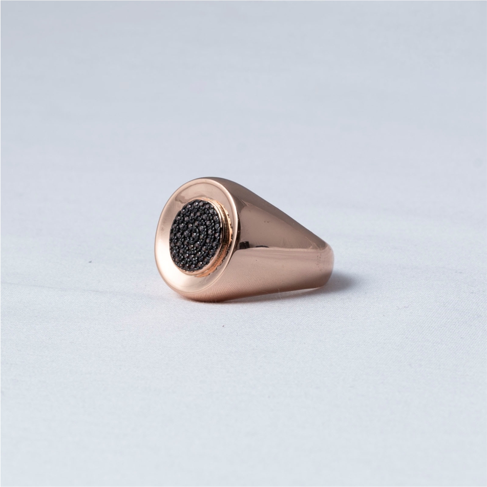 Rose Gold Signature Disc 925 Silver Ring - Image 3