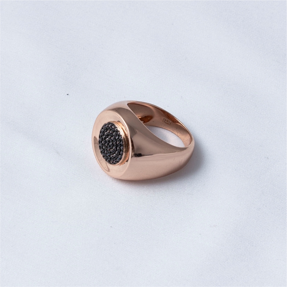 Rose Gold Signature Disc 925 Silver Ring - Image 4