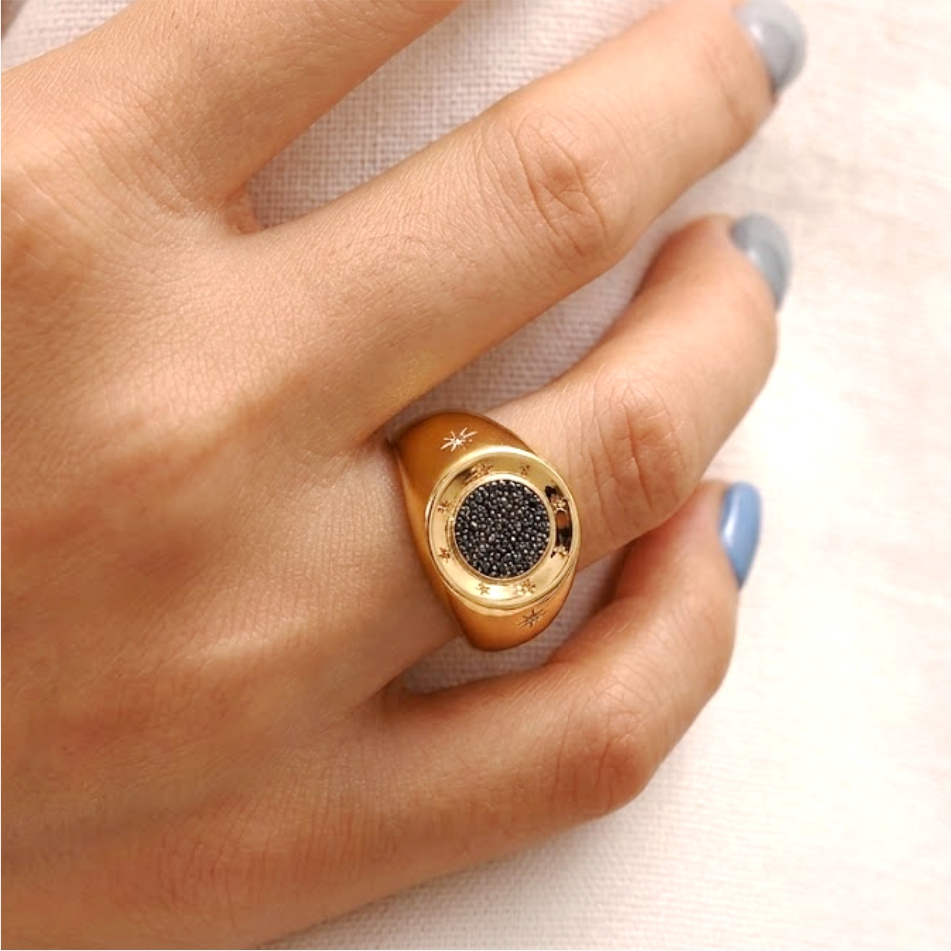 Rose Gold Signature Disc 925 Silver Ring - Image 2