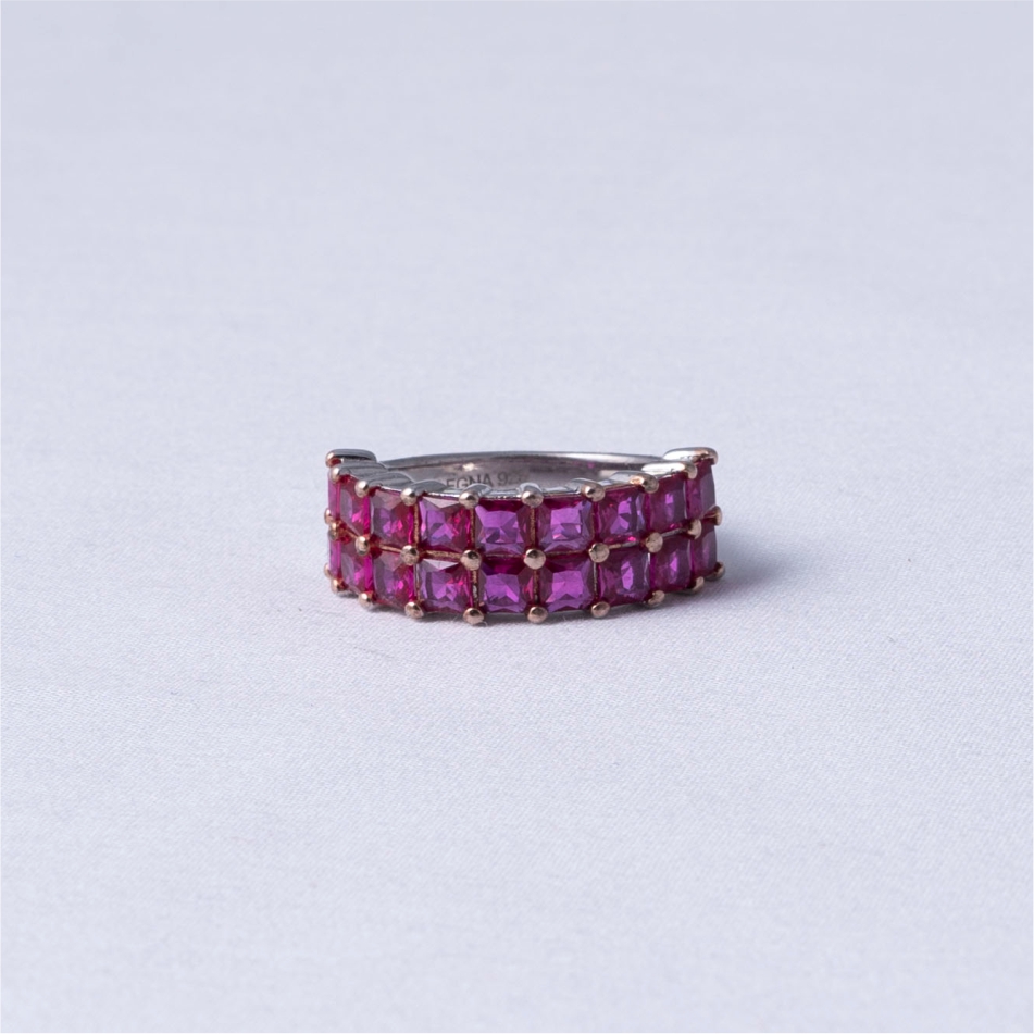 Pink Princess Stone 925 Silver Band Ring