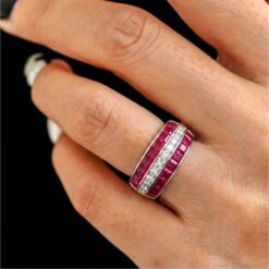 Alternative view of Pink Stone CZ Band 925 Silver Ring