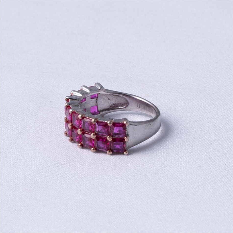 Pink Princess Stone 925 Silver Band Ring - Image 3