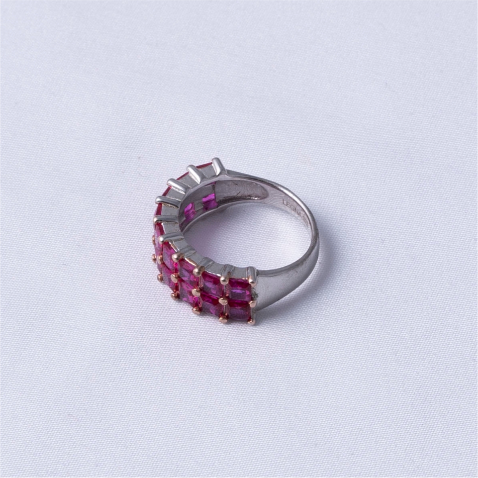 Pink Princess Stone 925 Silver Band Ring - Image 4