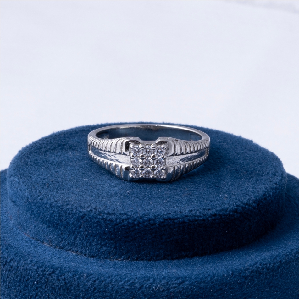 Classic Cluster CZ 925 Silver Ring