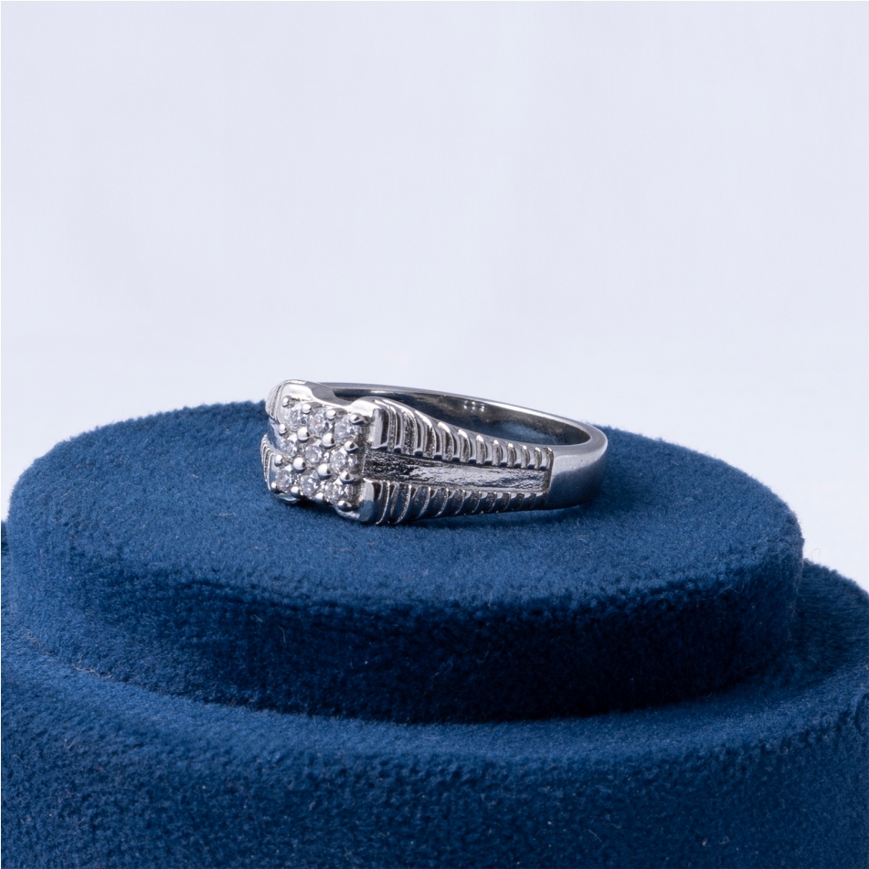Classic Cluster CZ 925 Silver Ring - Image 3
