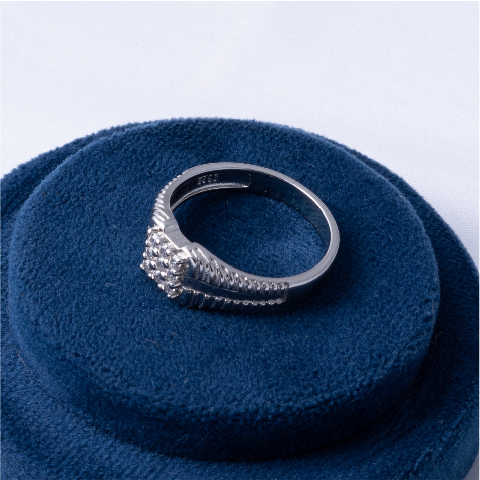 Classic Cluster CZ 925 Silver Ring - Image 4