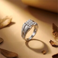 Alternative view of Classic Cluster CZ 925 Silver Ring