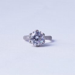 Round Solitaire CZ 925 Silver Ring