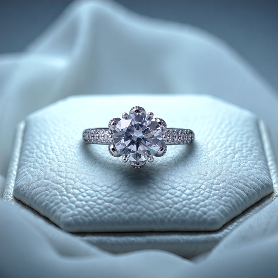 Round Solitaire CZ 925 Silver Ring - Image 2