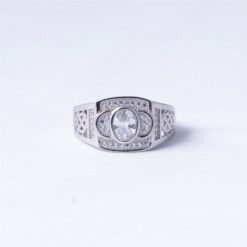 Single Stone CZ Men's 925 Silver Ring