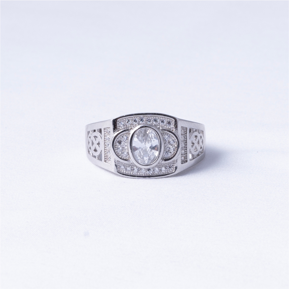 Single Stone CZ Men's 925 Silver Ring