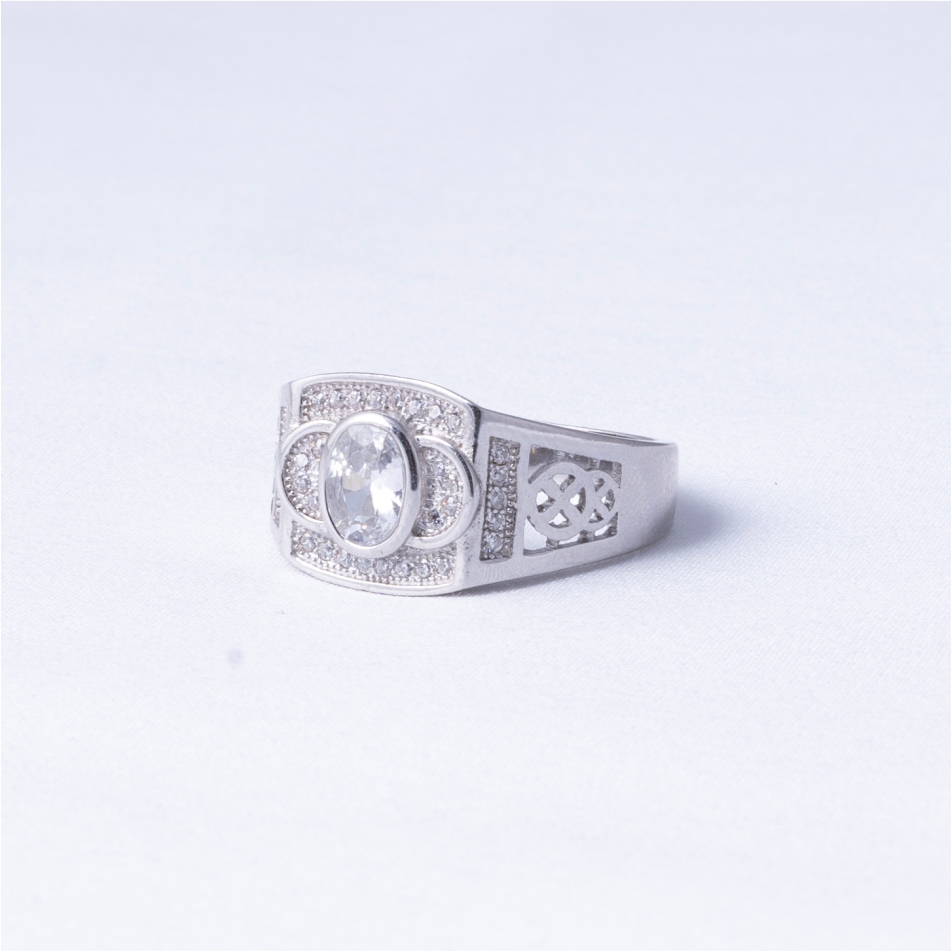 Single Stone CZ Men's 925 Silver Ring - Image 3