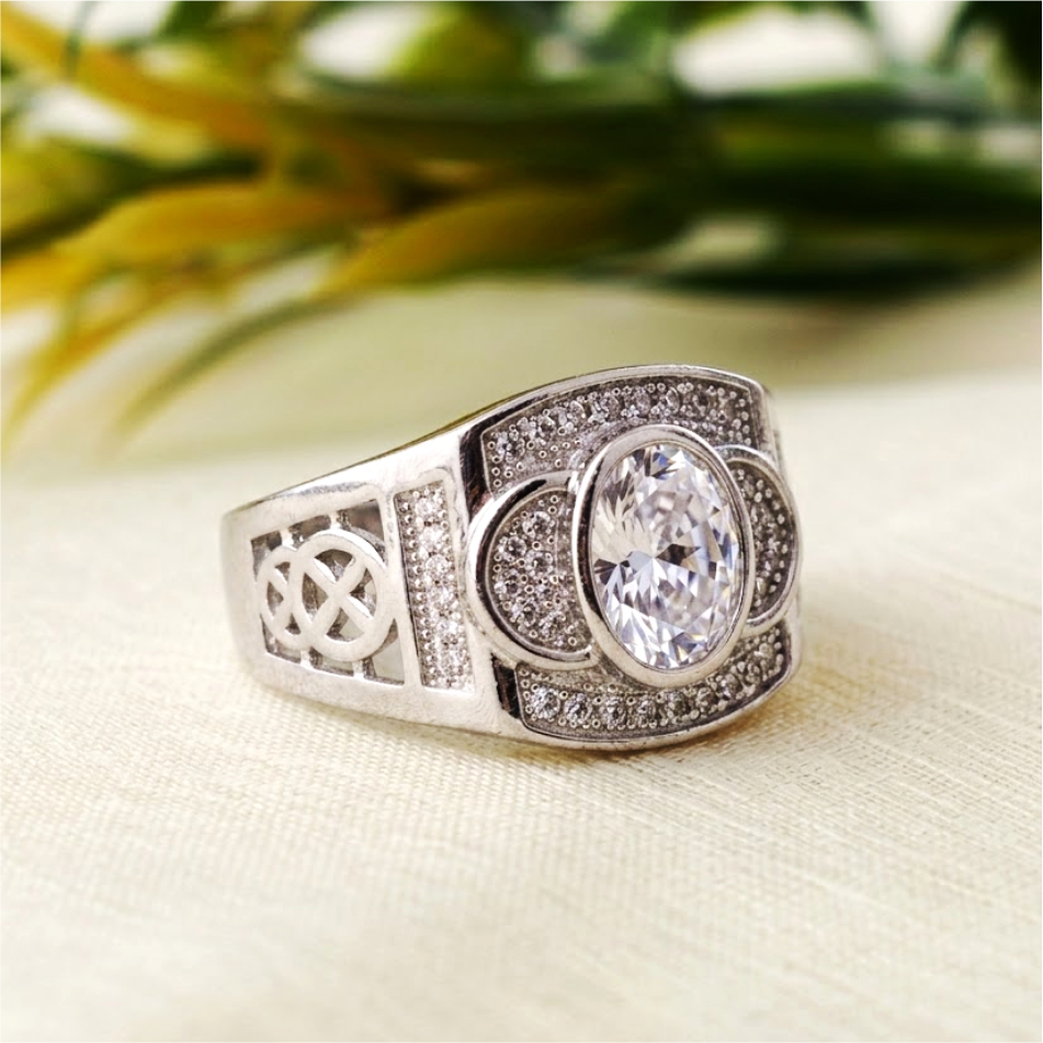 Single Stone CZ Men's 925 Silver Ring - Image 2