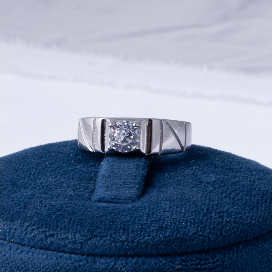 Single Stone Men's 925 Silver Ring