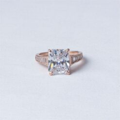 Radiant Solitaire Rose Gold 925 Silver Ring