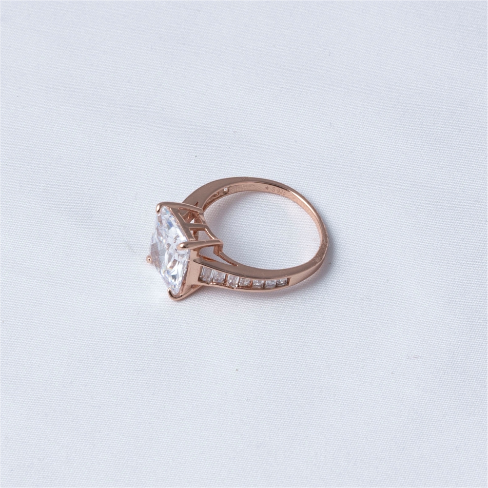 Radiant Solitaire Rose Gold 925 Silver Ring - Image 4