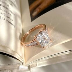 Alternative view of Radiant Solitaire Rose Gold 925 Silver Ring