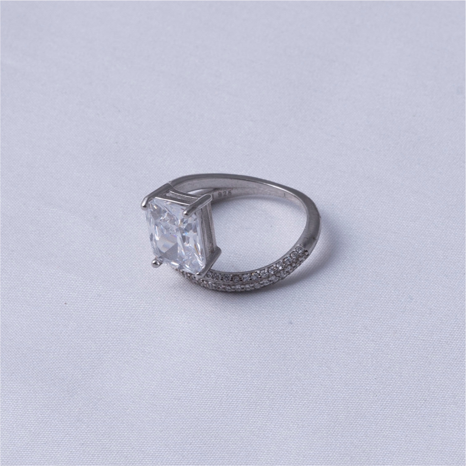 Radiant Solitaire CZ Wrap 925 Silver Ring - Image 4