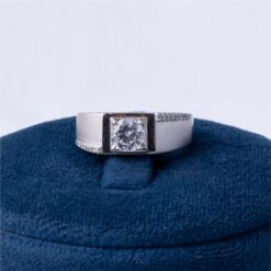 Matte Finish Solitaire Men's 925 Silver Ring