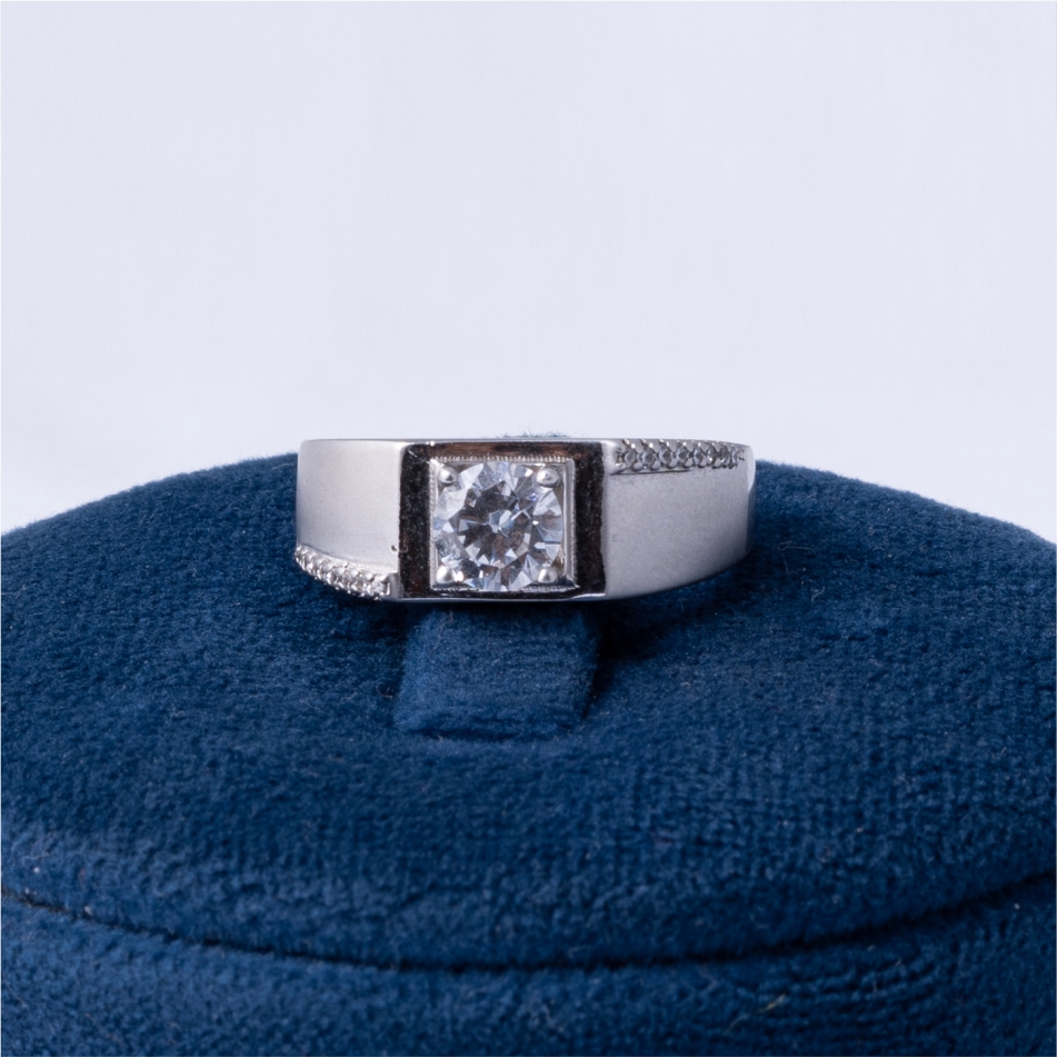 Matte Finish Solitaire Men's 925 Silver Ring