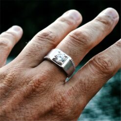 Alternative view of Matte Finish Solitaire Men's 925 Silver Ring