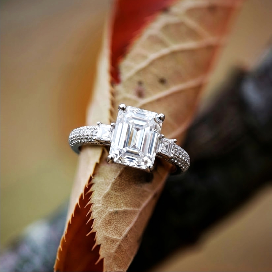 Emerald Cut Solitaire Women's 925 Silver Ring - Image 2