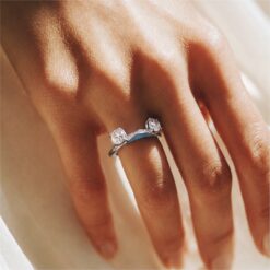Alternative view of Twin Solitaire CZ 925 Silver Ring