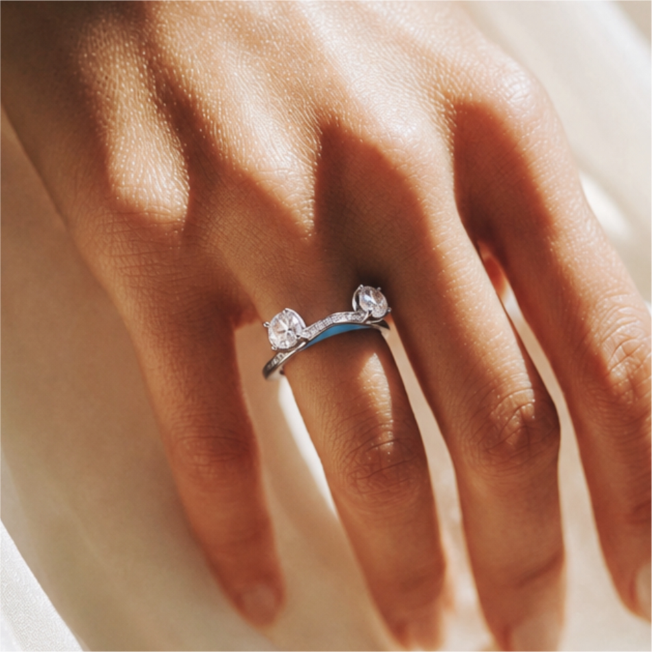 Twin Solitaire CZ 925 Silver Ring - Image 2