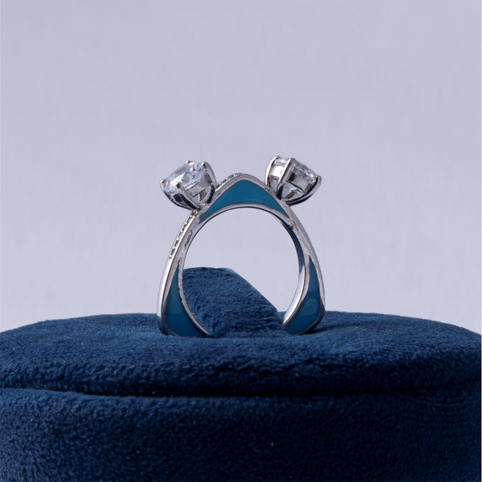 Twin Solitaire CZ 925 Silver Ring - Image 3