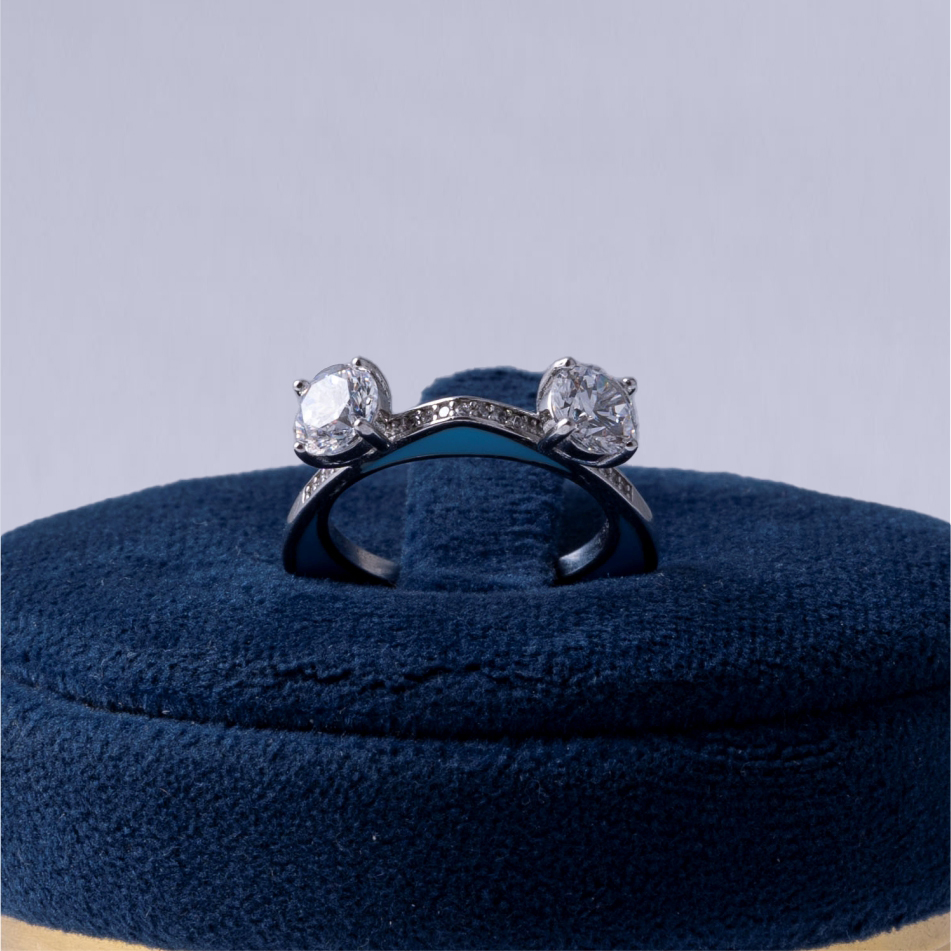 Twin Solitaire CZ 925 Silver Ring