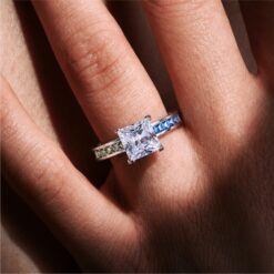 Alternative view of Princess Cut CZ Rainbow Band 925 Silver Ring