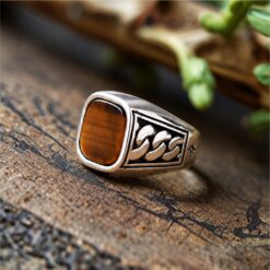 Alternative view of Tiger Eye Stone 925 Silver Men's Ring