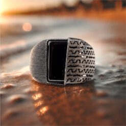 Alternative view of Turkish Black Stone 925 Silver Men's Ring