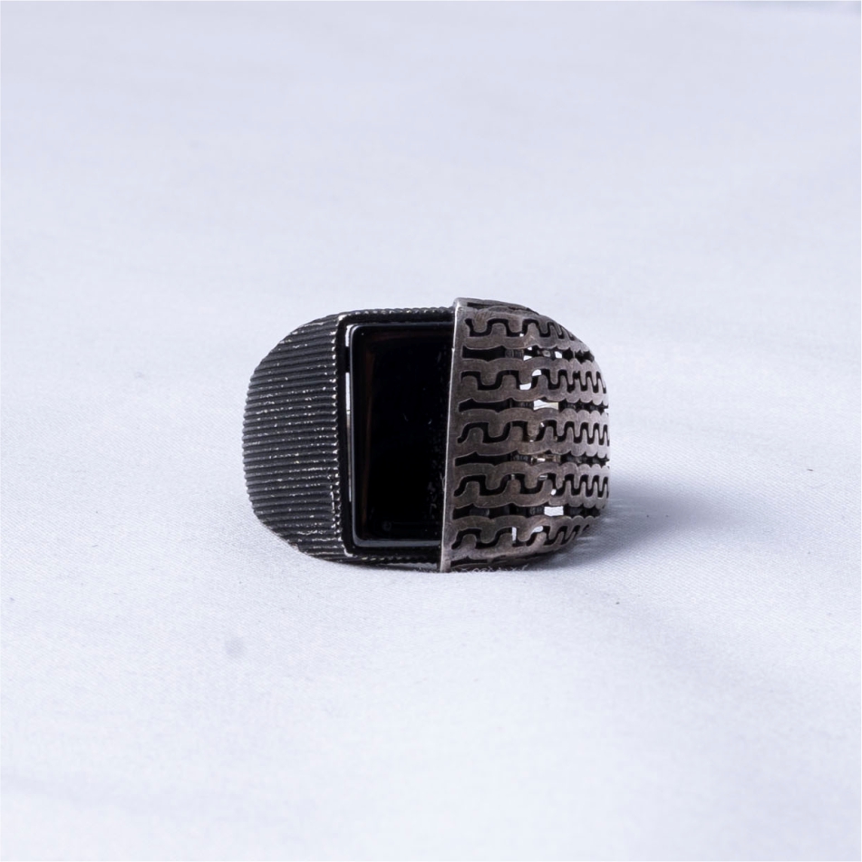 Turkish Black Stone 925 Silver Men's Ring