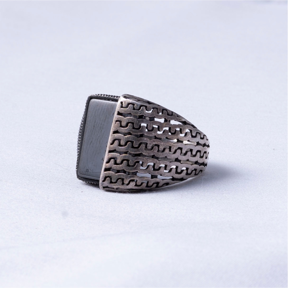 Turkish Black Stone 925 Silver Men's Ring - Image 3