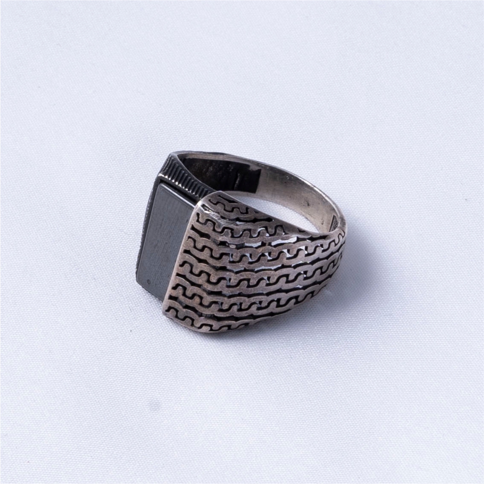 Turkish Black Stone 925 Silver Men's Ring - Image 4