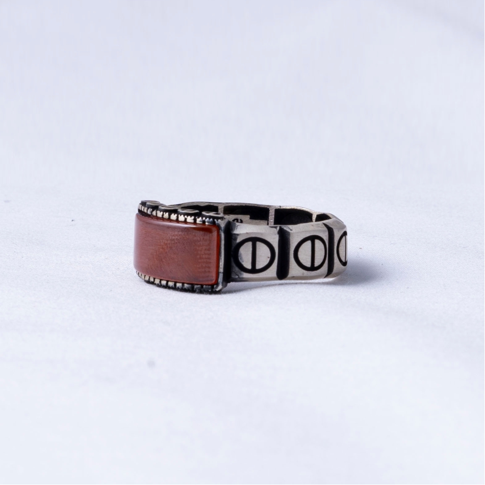 Turkish Brown Stone 925 Silver Men's Ring - Image 3